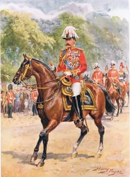 "Field-Marshal Earl Kitchener", illustration fra "Brave Deeds by Brave Men", af C. Sheridan Jones, udgivet af C. Sheridan Jones. 1922